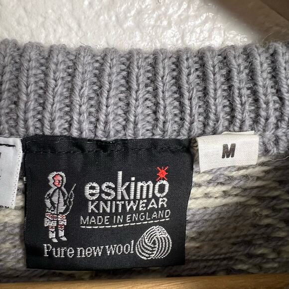 Vintage Eskimo Knitwear Women’s Gray White Wool Pullover Sweater Size M - Picture 7 of 8